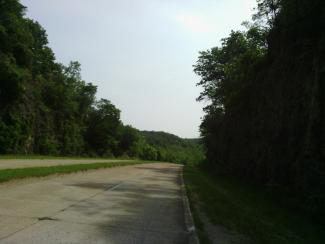 Riding between some cliffs at the beginning of the day