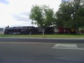 This train decorates the main park in town.