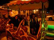 Our crew riding the little worm in Baños